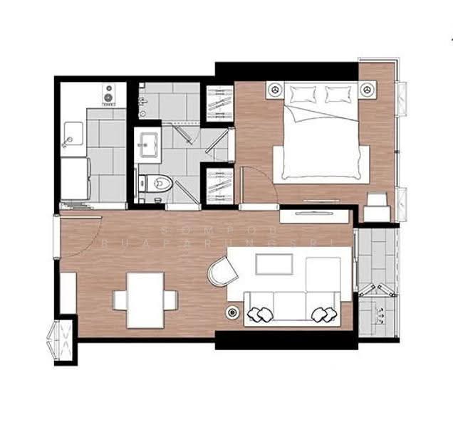 One9Five Asoke-Rama 9, Bangkok, 195 Soi Rama 9 Soi 5, Huai Khwang, Bangkok, 1 Bedroom, 43 sqm, Condo For Rent, by Sompob Buaparungsri, 500572343 - DDproperty.com