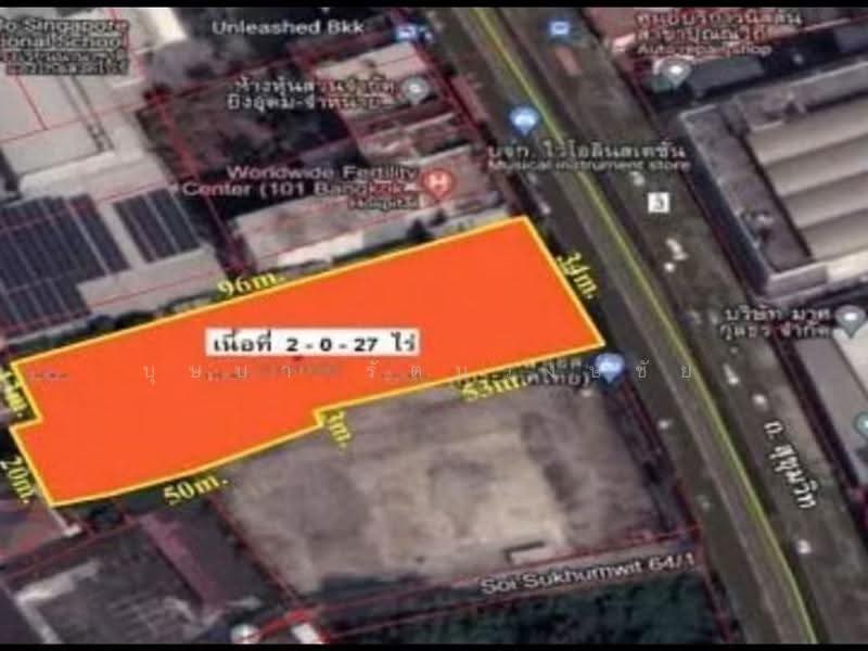 ขายที่ดินติดถนนใหญ่สุขุมวิท 64 ขนาด 2-0-27 ไร่ ผังสีส้ม ติด BTS ปุณณวิถี, กรุงเทพ, สุขุมวิท, บางจาก, พระโขนง, กรุงเทพ, 3,308 ตร.ม., ที่ดิน ขาย, โดย บุษบา รัตนวงษ์ชัย, 500578135 - DDproperty.com