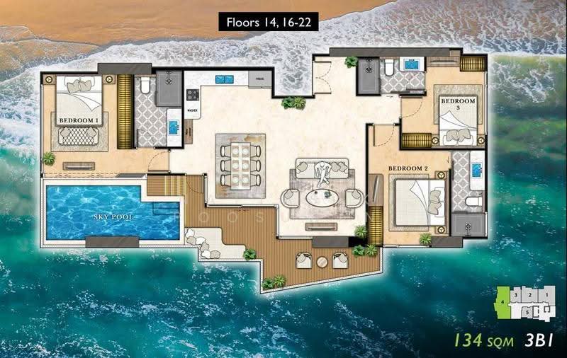 The Riviera California, chon-buri, Nong Pru, Bang Lamung (Pattaya), Chon Buri (Pattaya), 3 Bedrooms, 134 sqm, Condo For Sale, by Nattasak Poosuwan, 500590351 - DDproperty.com