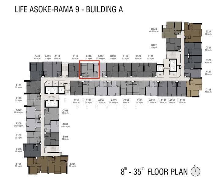 Life Asoke-Rama 9, Bangkok, 626 Asoke-Dindaeng Road, Makkasan, Ratchathewi, Bangkok, 1 Bedroom, 35 sqm, Condo For Sale, by HOME Real Estate Service, 500600021 - DDproperty.com