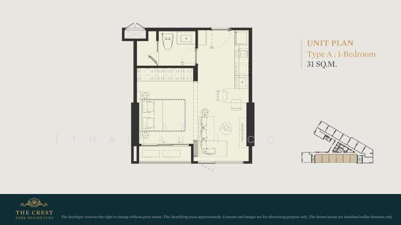 The Crest Park Residences, Bangkok, 1198 Phahonyothin Road, Jom Phon, Chatuchak, Bangkok, 1 Bedroom, 42 sqm, Condo For Sale, by Fazwaz (Thailand) Co., Ltd., 500610408 - DDproperty.com