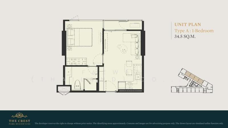The Crest Park Residences, Bangkok, 1198 Phahonyothin Road, Jom Phon, Chatuchak, Bangkok, 1 Bedroom, 42 sqm, Condo For Sale, by Fazwaz (Thailand) Co., Ltd., 500610408 - DDproperty.com