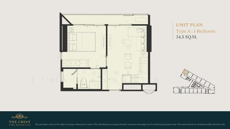 The Crest Park Residences, Bangkok, 1198 Phahonyothin Road, Jom Phon, Chatuchak, Bangkok, 1 Bedroom, 42 sqm, Condo For Sale, by Fazwaz (Thailand) Co., Ltd., 500610408 - DDproperty.com