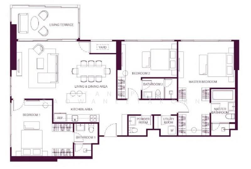 WIDEN by Sansiri, Bangkok, 8/11 Nang Linchi Rd, Thung Maha Mek, Sathon, Bangkok, 3 Bedrooms, 144 sqm, Condo For Sale, by Tanapon Saowaneeyakorn, 500611031 - DDproperty.com