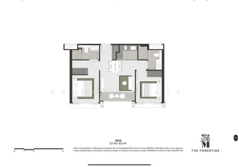Whizdom The Forestias, Samut Prakan, Debaratana Road, Bang Kaeo, Bang Plee, Samut Prakan, 2 Bedrooms, 57 sqm, Condo For Rent, by Bridge Estate Thailand, 500619588 - DDproperty.com