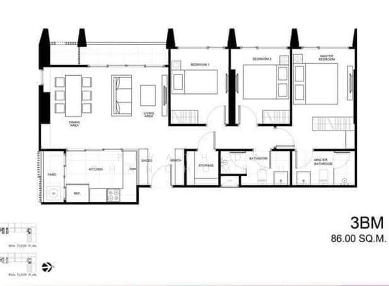 The Line Phahon-Pradipat, Bangkok, 21 Pradiphat Road, Samsen Nai, Phaya Thai, Bangkok, 3 Bedrooms, 89 sqm, Condo For Sale, by Piyathida Phanchomphu, 500621482 - DDproperty.com