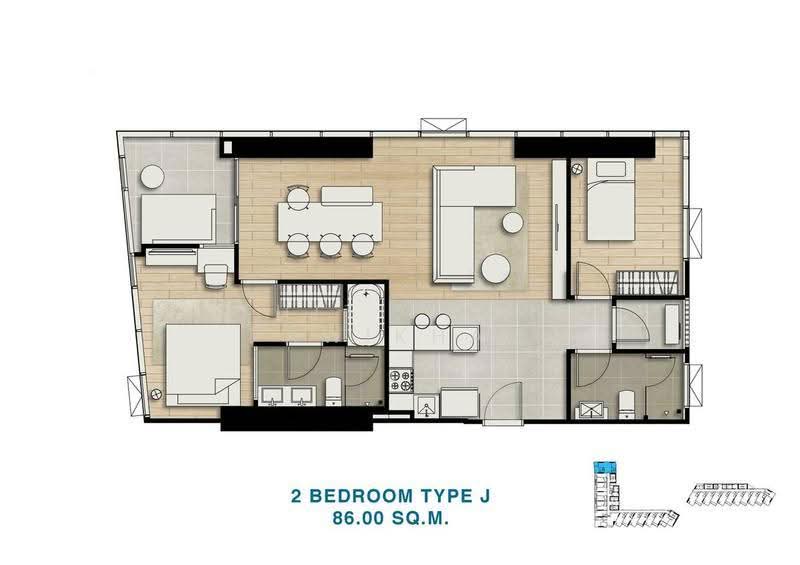 SKYPARK Lucean Jomtien Pattaya, Chon Buri (Pattaya), 66 Moo 12, Nong Pru, Bang Lamung (Pattaya), Chon Buri (Pattaya), 2 Bedrooms, 89 sqm, Condo For Sale, by Thitiporn Pawikham, 500631172 - DDproperty.com