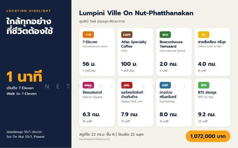 Lumpini Ville On Nut-Phatthanakan : ลุมพินี วิลล์ อ่อนนุช-พัฒนาการ, กรุงเทพ, อ่อนนุช, ประเวศ, กรุงเทพ, 22 ตร.ม., คอนโด ขาย, โดย Netsanthiah Ai, 500634016 - DDproperty.com
