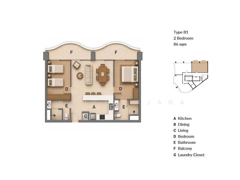 Elegance Residence, Chon Buri (Pattaya), Kasetsin Soi 4, Pattaya City, Bang Lamung District, Chon Buri, Bang Lamung, Bang Lamung (Pattaya), Chon Buri (Pattaya), 2 Bedrooms, 92 sqm, Condo For Sale, by Chanya Rojana, 500640999 - DDproperty.com