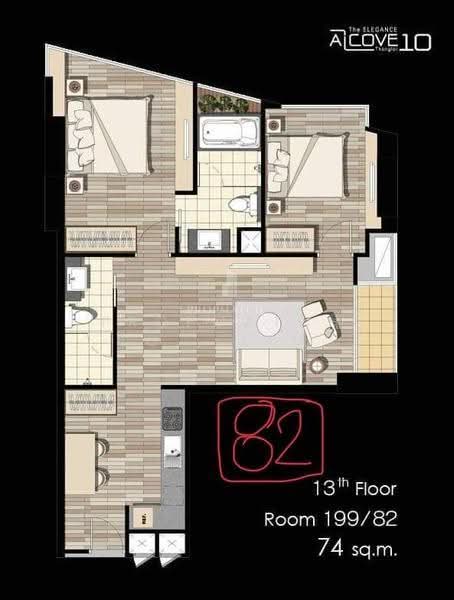The Alcove Thonglor 10, Bangkok, 199 Soi Sukhumvit 63, Sukhumvit Road, Khlong Tan Nua, Watthana, Bangkok, 2 Bedrooms, 72 sqm, Condo For Rent, by PROPMATCH CO., LTD., 500646469 - DDproperty.com