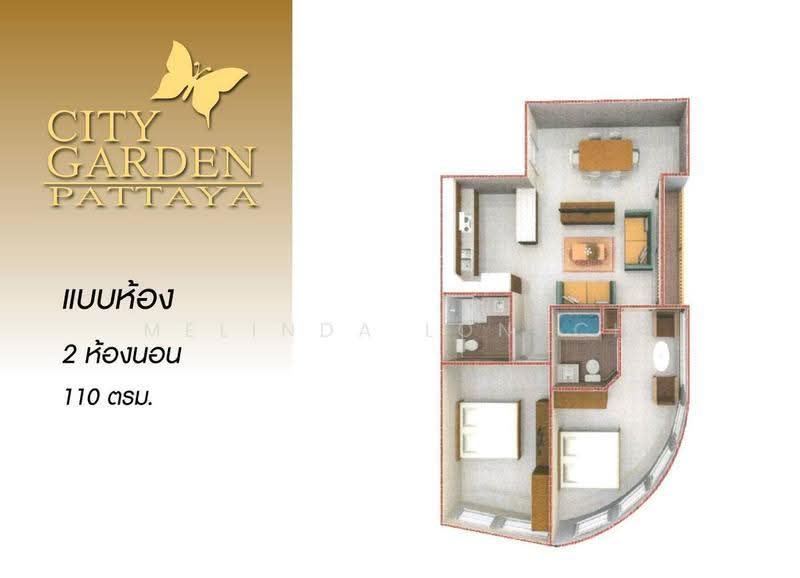 City Garden Pattaya, Chon Buri (Pattaya), 296/97 Pattaya 2nd Road, Soi 15, Nong Pru, Bang Lamung (Pattaya), Chon Buri (Pattaya), 2 Bedrooms, 112 sqm, Condo For Sale, by Melinda Lonuch, 500655242 - DDproperty.com