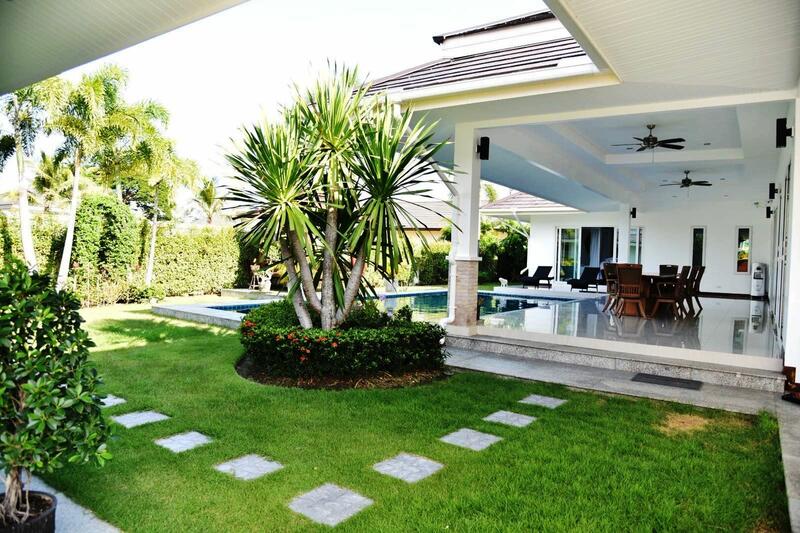 Landscaped well-trimmed garden