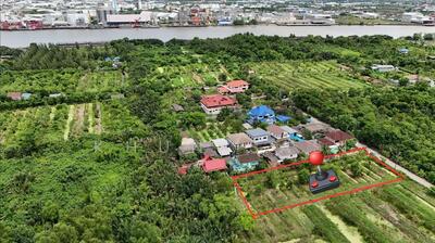 ขาย - ขายที่ดินติดคลองในคุ้งบางกะเจ้า ถนนเพชรหึงษ์ ซอยวัดบางกระสอบ 1-3-44.7 ไร่, สมุทรปราการ