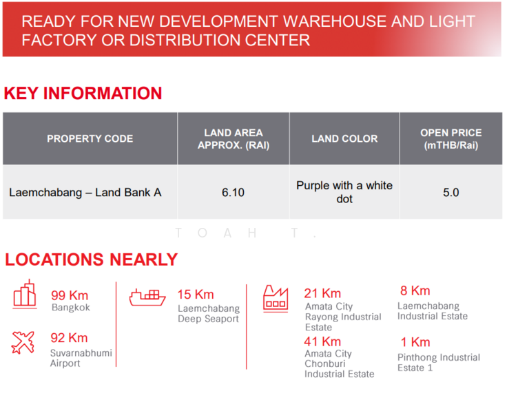 land for sell Laemchabang Banglamung Chonburi, Chon Buri (Pattaya), Bang Lamung, Bang Lamung (Pattaya), Chon Buri (Pattaya), , 9,760 sqm, Land For Sale, by TOAH T., 60085114 - DDproperty.com