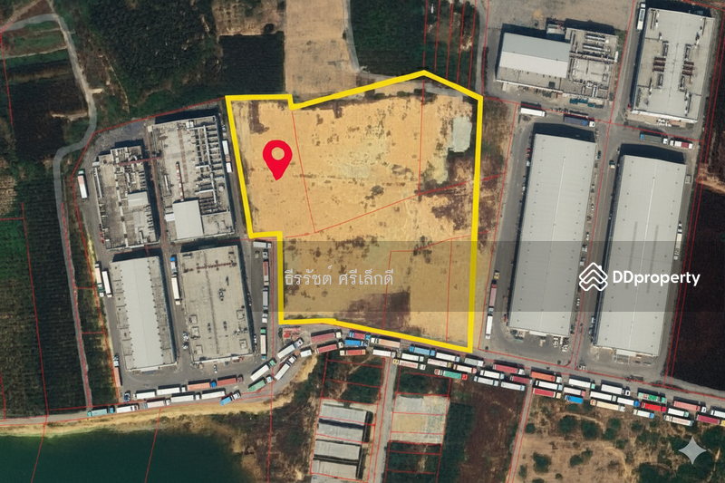 For Sale - Beautiful land plot, 60 rai, already filled, with a warehouse of 1000 sq m., prime location, Chon Buri
