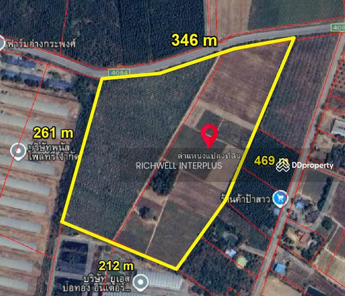 For Sale - Land for sale in Bo Thong, 57 rai, next to Road 4084, near Road 3245, 1.5 km., Chon Buri