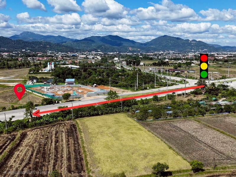 ขาย - ที่ดินติดถนนบายพาสแม่สาย [ 10 ไร่ ] ห่างแยกไฟแดงวัลณี 210 ม., เชียงราย