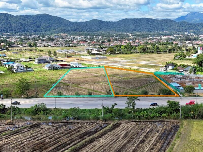 ขาย - ที่ดินติดถนนบายพาสแม่สาย 5 ไร่ ห่างแยกไฟแดงวัลณี 210 ม., เชียงราย