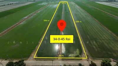 ขาย - ที่ดิน ใกล้ ถนนกาญจนาภิเษก ถนนราชพฤกษ์ 34 ไร่, ปทุมธานี
