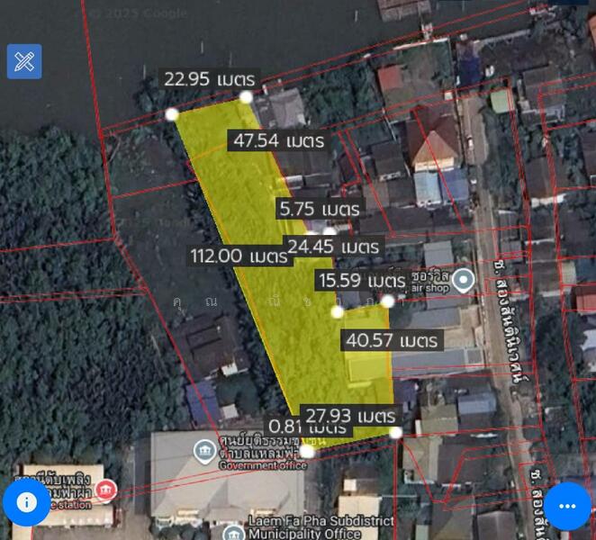 ขาย - ขายที่ดินเปล่า หลังสำนักงานเทศบาลตำบลแหลมฟ้าผ่า พระสมุทรเจดีย์ สมุทรปราการ ขนาด 1 ไร่ 2 งาน 37.1 ตรว, สมุทรปราการ