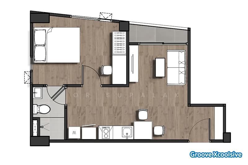 Groove Ratchada-Rama 9, Bangkok, 98 Soi Ratchadaphisek 3, Din Daeng, Din Daeng, Bangkok, 1 Bedroom, 33 sqm, Condo For Sale, by Sittichai (Ice) Tulyanon, 60249108 - DDproperty.com