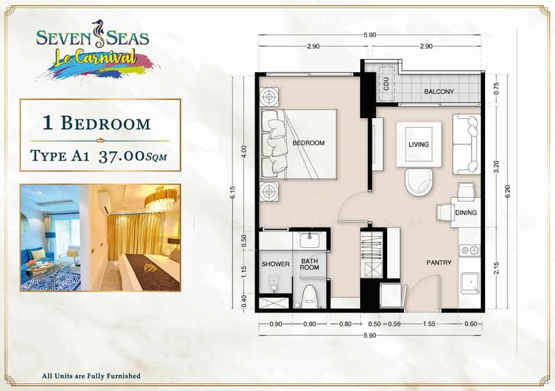 Seven Seas Le Carnival, Chon Buri (Pattaya), Bun Kanchana Alley, Nong Pru, Bang Lamung (Pattaya), Chon Buri (Pattaya), 1 Bedroom, 35 sqm, Condo For Sale, by Panupan (Bond) Thongpan, 60255292 - DDproperty.com