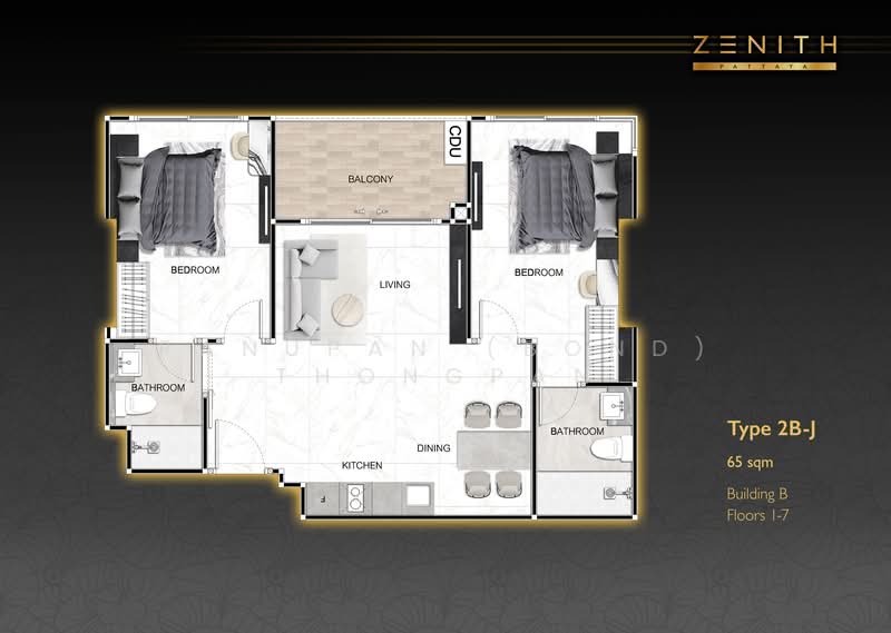 Zenith Pattaya, Chon Buri (Pattaya), Nong Pru, Bang Lamung (Pattaya), Chon Buri (Pattaya), 2 Bedrooms, 53 sqm, Condo For Sale, by Panupan (Bond) Thongpan, 60255456 - DDproperty.com