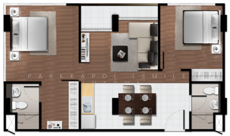 Baan Koo Kiang Hua Hin, Prachuap Khiri Khan, Petchkasem, Hua Hin, Hua Hin, Prachuap Khiri Khan, 2 Bedrooms, 61 sqm, Condo For Sale, by Parkkapol (Smile) Luecha, 60255643 - DDproperty.com