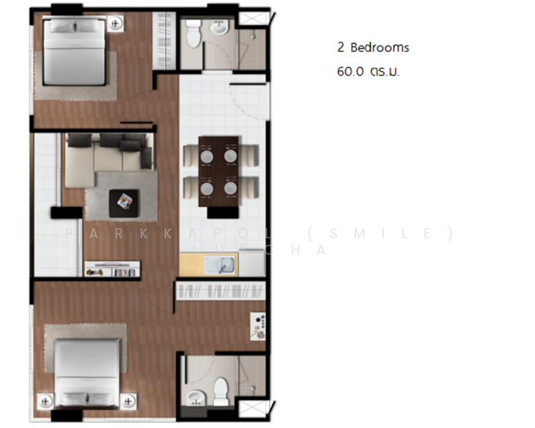 Baan Koo Kiang Hua Hin, Prachuap Khiri Khan, Petchkasem, Hua Hin, Hua Hin, Prachuap Khiri Khan, 2 Bedrooms, 62 sqm, Condo For Sale, by Parkkapol (Smile) Luecha, 60256126 - DDproperty.com