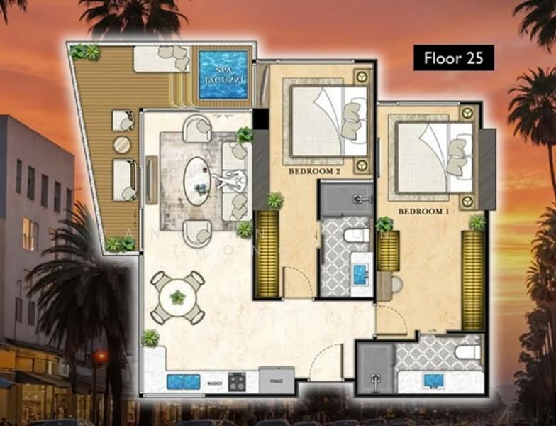 The Riviera California, Chon Buri (Pattaya), Nong Pru, Bang Lamung (Pattaya), Chon Buri (Pattaya), 2 Bedrooms, 61 sqm, Condo For Sale, by Panupan (Bond) Thongpan, 60256256 - DDproperty.com