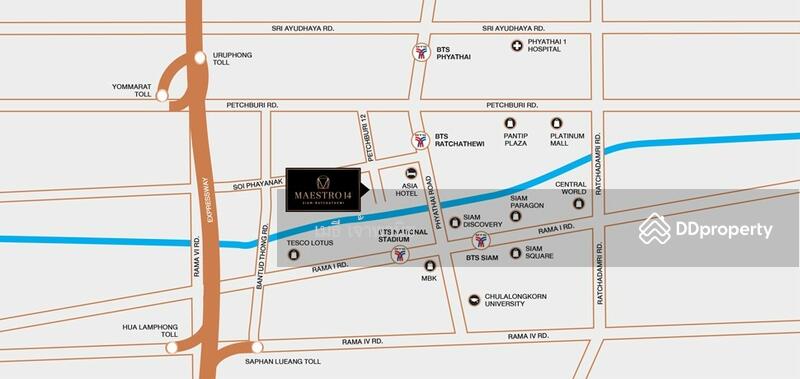 Maestro 14 Siam-Ratchathewi, Bangkok, Soi Phaya Nak, Thanon Phetchaburi, Ratchathewi, Bangkok, 1 Bedroom, 28 sqm, Condo For Rent, by Methee Chaopanich, 6550251 - Map - DDproperty.com