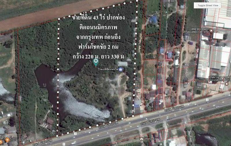 ที่ดินปากช่อง นครราชสีมา 43 ไร่ (แบ่งขาย 21 ไร่ได้) หน้ากว้างติดถนนมิตรภาพ 220 ม., นครราชสีมา, มิตรภาพ, กลางดง, ปากช่อง, นครราชสีมา, 33,600 ตร.ม., ที่ดิน ขาย, โดย Sirithong Saetang, 6570385 - DDproperty.com