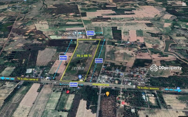 For Sale - Land for sale 75 rai,next to Mittraphap Road, Nam Phong District, Khon Kaen Province, Khon Kaen