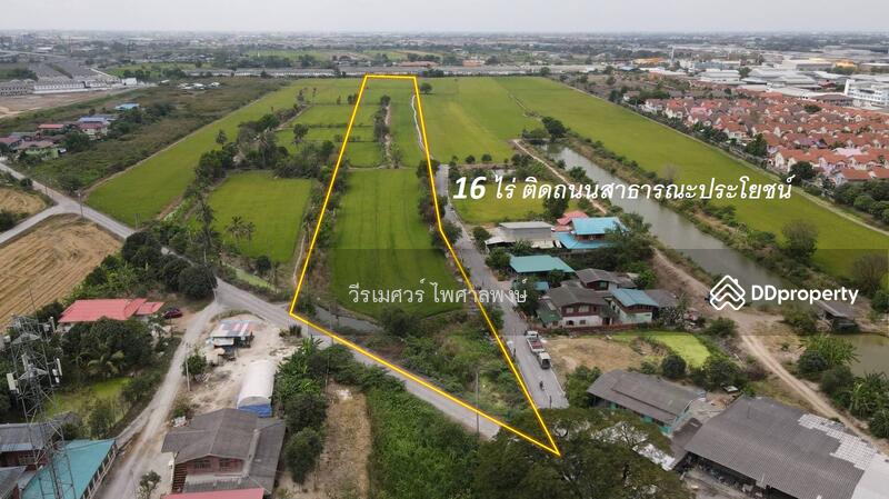 ขายที่ดิน บางบัวทอง ตำแหน่งใกล้ Central Westgate (ใกล้ดูโฮมบางบัวทอง เพียง 1 Km.) 16 ไร่