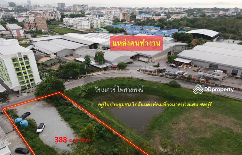 ขายถูก ที่ดินใกล้หาดบางแสน จ.ชลบุรี (เหมาะสร้าง คอนโด อพาร์ทเม้นท์) 388 ตร.ว. ถนนกว้าง 8 m.