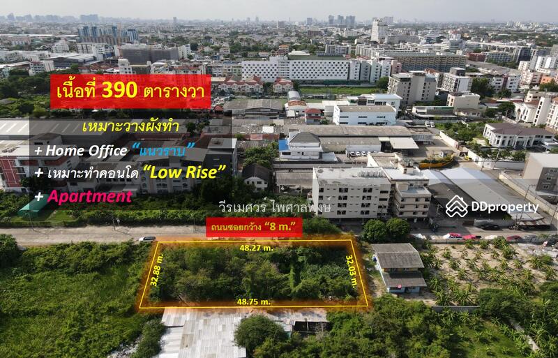 ขาย ที่ดินถนนศรีนครินทร์—ใกล้สถานี BTS เพียง 300 m. (เหมาะวางผังทำ Home Office +คอนโด Low Rise)