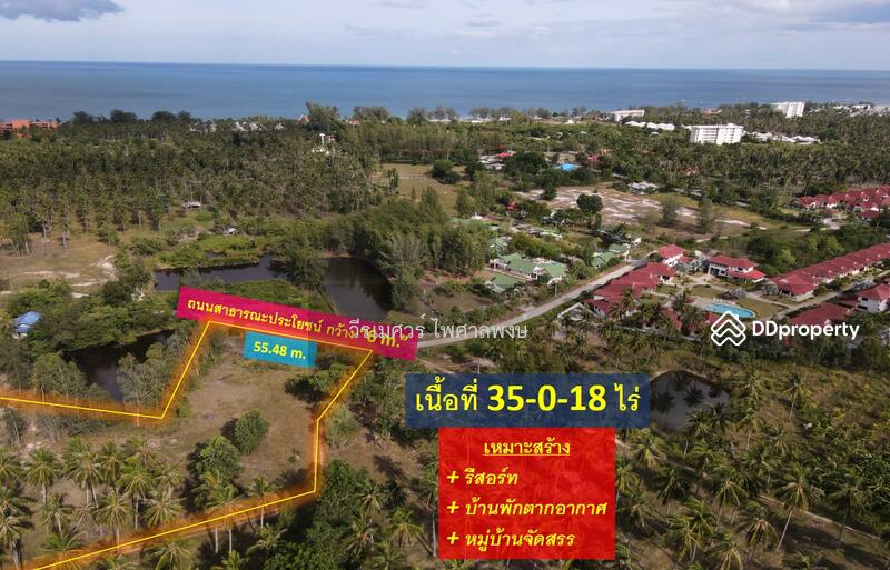 ขายถูกสุด! ที่ดิน อ.ทับสะแก จ.ประจวบคีรีขันธ์ (ใกล้ทะเลใส 600 m.) 35-0-18 ไร่ 