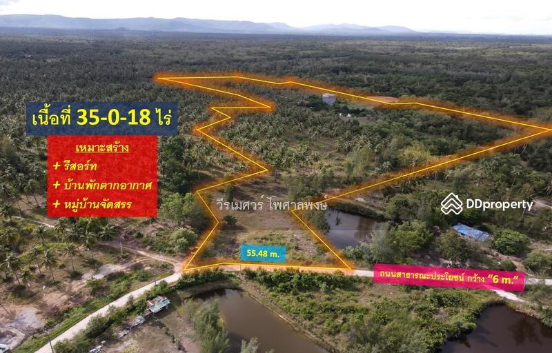 ขายถูกสุด! ที่ดิน อ.ทับสะแก จ.ประจวบคีรีขันธ์ (ใกล้ทะเลใส 600 m.) 35-0-18 ไร่ 