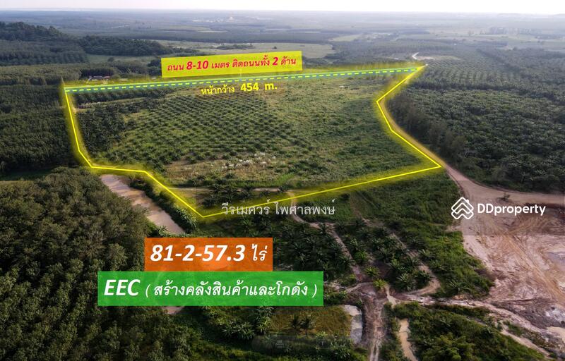 ขายที่ดิน EEC สร้างคลังสินค้าและโกดัง—ถนน 3574 จ.ระยอง (ใกล้ นิคมอีสเทิร์นซีบอร์ด) 81-2-57.3 ไร่ 